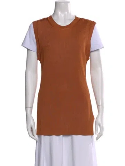 Pre-owned St John Scoop Neck Sweater In Orange