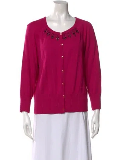 Pre-owned St John Scoop Neck Sweater In Pink