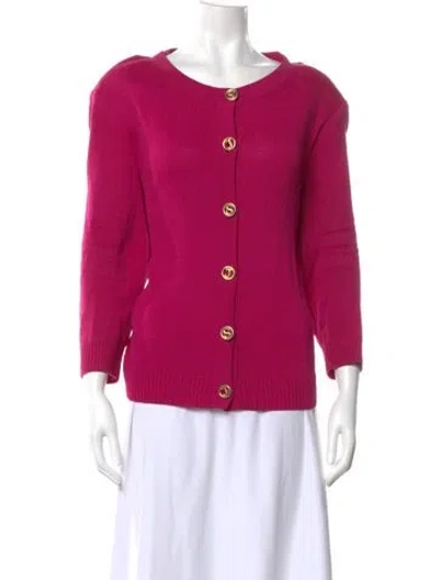 Pre-owned St John Scoop Neck Sweater In Pink