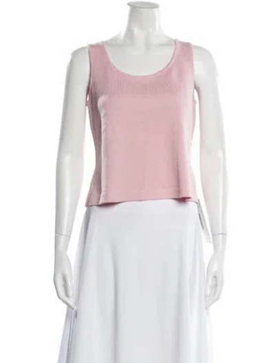 Pre-owned St John Scoop Neck Sweater In Pink