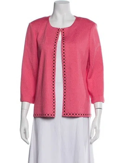 Pre-owned St John Scoop Neck Sweater In Pink