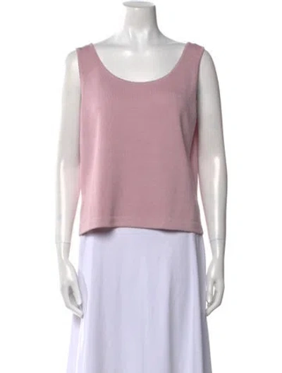 Pre-owned St John Scoop Neck Sweater In Pink
