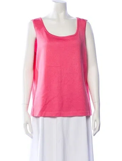 Pre-owned St John Scoop Neck Sweater In Pink