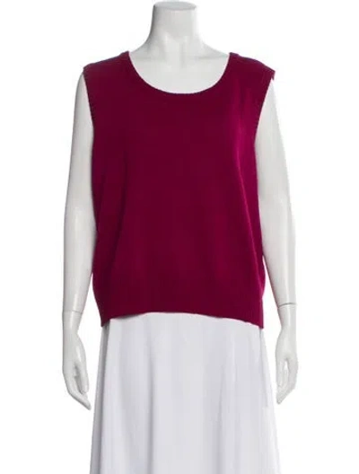 Pre-owned St John Scoop Neck Sweater In Pink