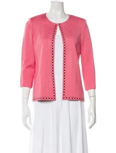 Pre-owned St John Scoop Neck Sweater In Pink