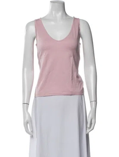 Pre-owned St John Scoop Neck Sweater In Pink