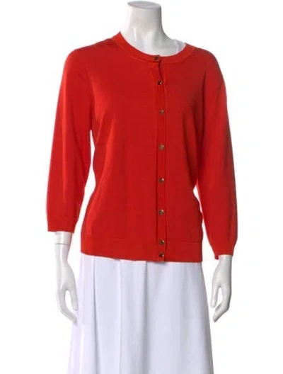 Pre-owned St John Scoop Neck Sweater In Red