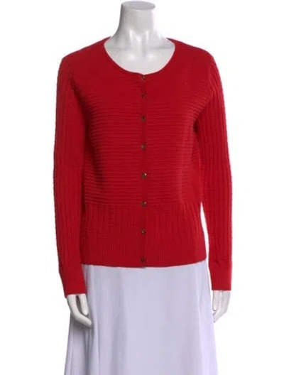 Pre-owned St John Scoop Neck Sweater In Red