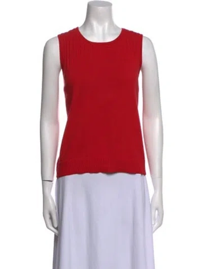 Pre-owned St John Scoop Neck Sweater In Red