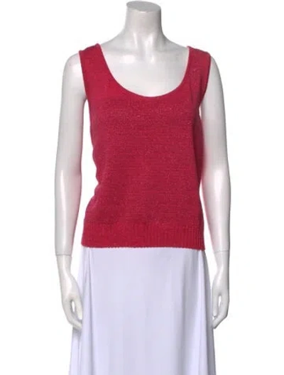 Pre-owned St John Scoop Neck Sweater In Red