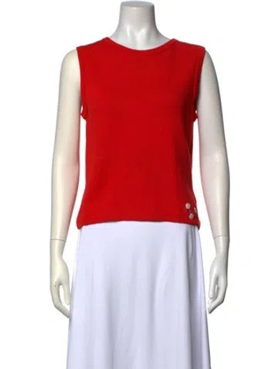 Pre-owned St John Scoop Neck Sweater In Red
