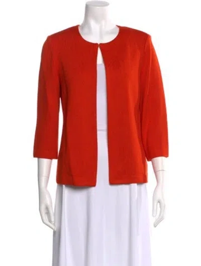 Pre-owned St John Scoop Neck Sweater In Red