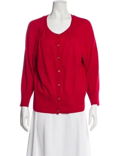 Pre-owned St John Scoop Neck Sweater In Red