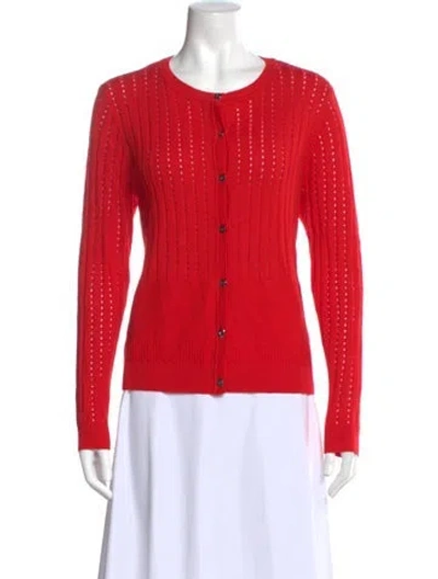 Pre-owned St John Scoop Neck Sweater In Red