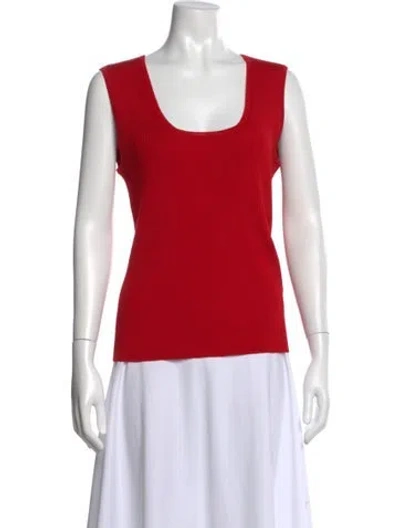 Pre-owned St John Scoop Neck Sweater In Red