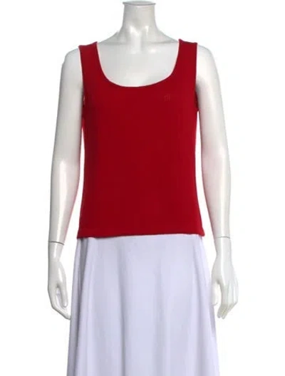 Pre-owned St John Scoop Neck Sweater In Red