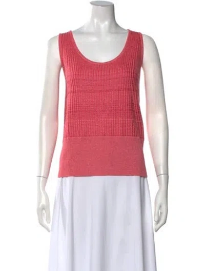Pre-owned St John Scoop Neck Sweater In Red