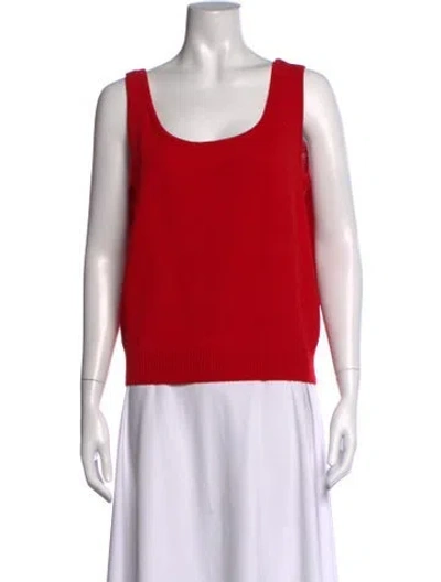 Pre-owned St John Scoop Neck Sweater In Red