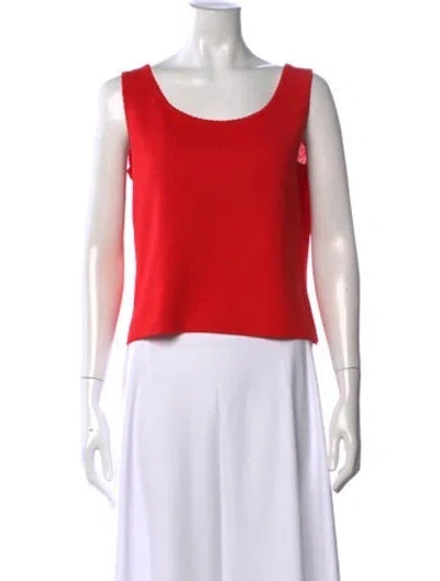 Pre-owned St John Scoop Neck Sweater In Red