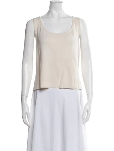 Pre-owned St John Scoop Neck Sweater In White