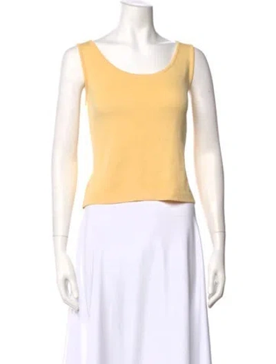 Pre-owned St John Scoop Neck Sweater In Yellow