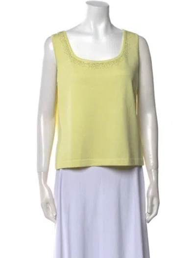 Pre-owned St John Scoop Neck Sweater In Yellow