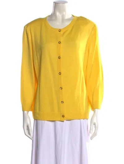Pre-owned St John Scoop Neck Sweater In Yellow