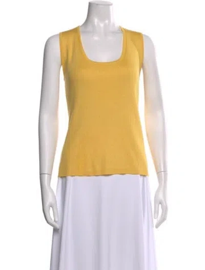 Pre-owned St John Scoop Neck Sweater In Yellow