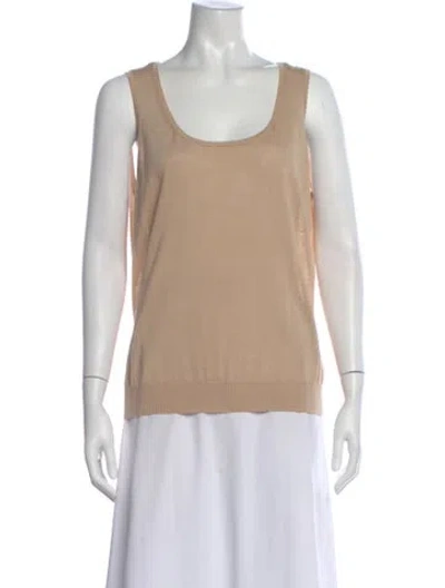 Pre-owned St John Scoop Neck Sweater In Yellow