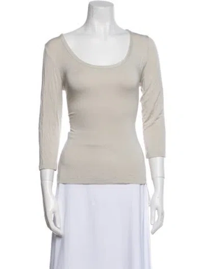 Pre-owned St John Scoop Neck Three-quarter Sleeve Top In Gray