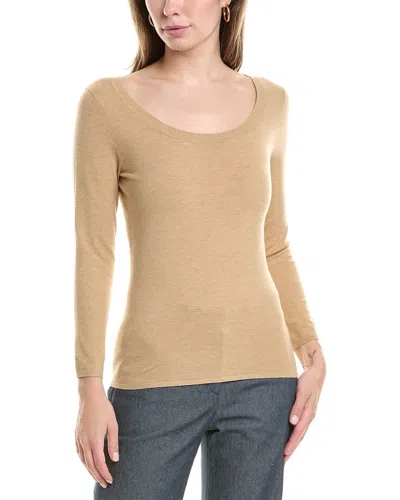 St John St. John Scoop Sweater In Brown