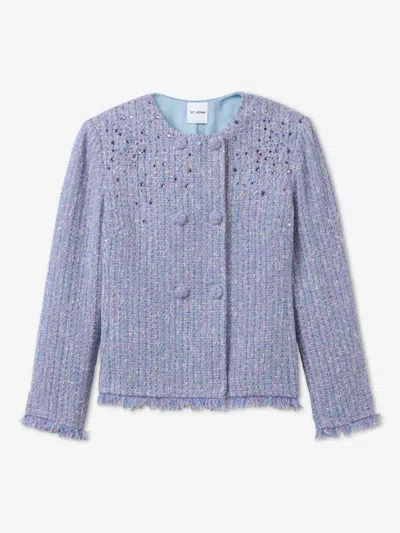 ST JOHN SEQUIN-EMBELLISHED TWEED JACKET