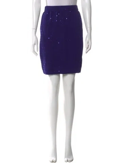 Pre-owned St John Sequin Embellishments Knee-length Skirt In Blue
