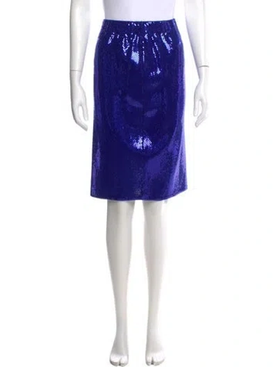 Pre-owned St John Sequin Embellishments Knee-length Skirt In Blue