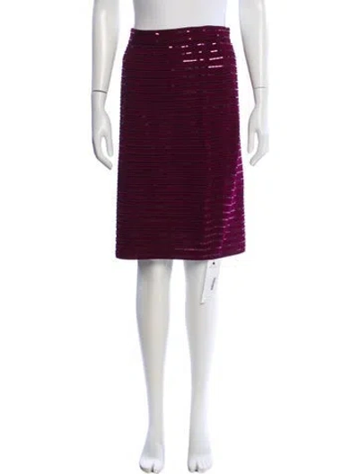 Pre-owned St John Sequin Embellishments Knee-length Skirt In Burgundy