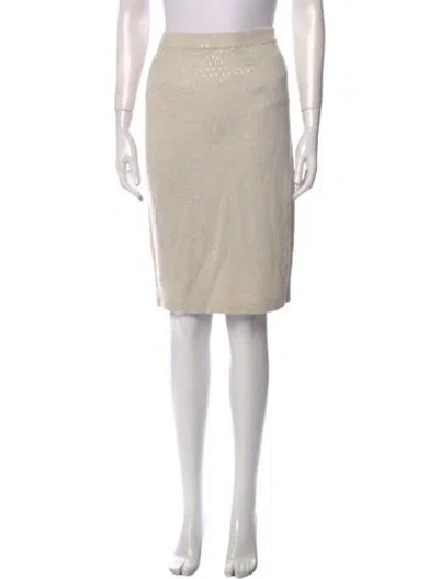 Pre-owned St John Sequin Embellishments Knee-length Skirt In Neutral