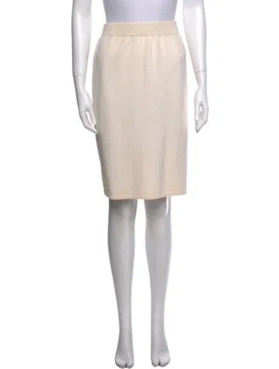 Pre-owned St John Sequin Embellishments Knee-length Skirt In White