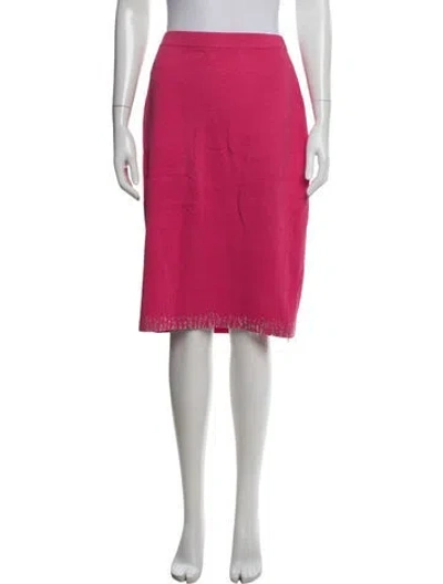 Pre-owned St John Sequin Embellishments Midi Length Skirt In Pink