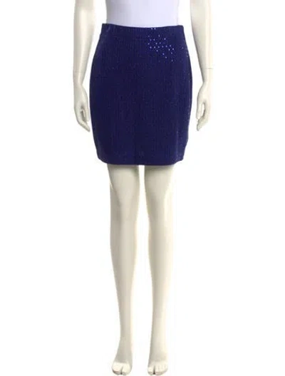 Pre-owned St John Sequin Embellishments Mini Skirt In Blue