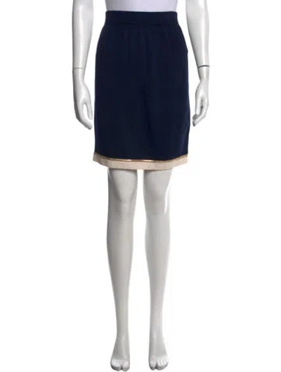 Pre-owned St John Sequin Embellishments Mini Skirt In Blue