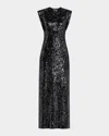 St John St. John Collection Sequin Embroidered Drape Back Gown In Black
