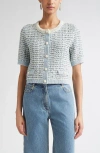 St John St. John Sequin Eyelash Cardigan In Blue