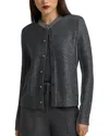 St John Sequin Front Knit Cardigan In Light Grey Melange