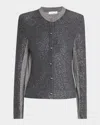 St John Sequin Front Knit Cardigan In Gray