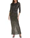 St John St. John Sequin Gown In Black