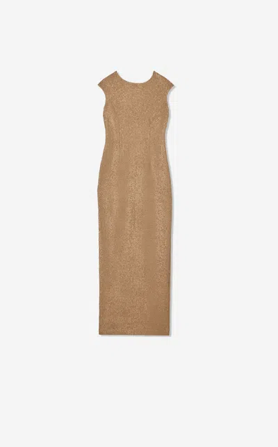 St John Sequin Knit Cap Sleeve Gown In Tau0