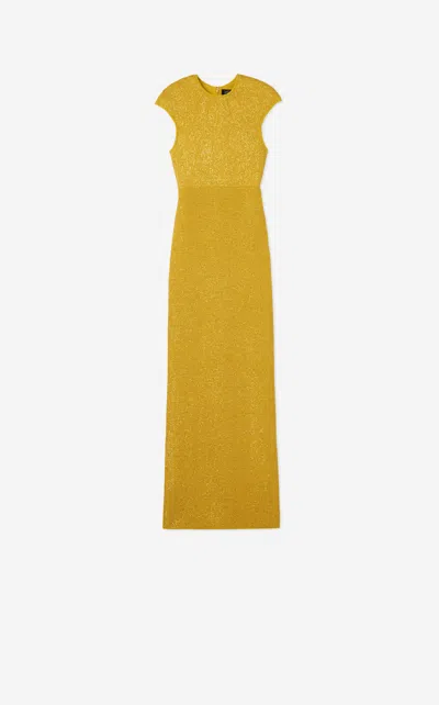St John Sequin Knit Cap Sleeve Gown In Yellow