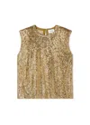 St John Sequin Knit Sleeveless Top In Gold