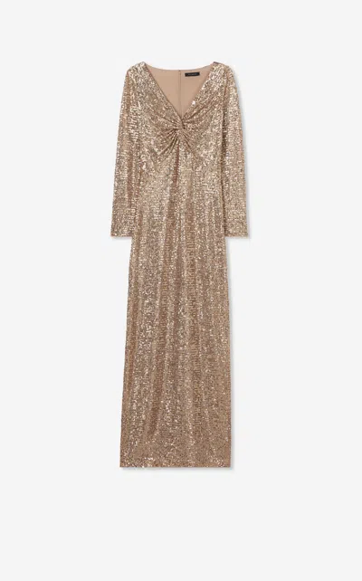 St John Sequin Knit Twist Front Gown In Gdmu