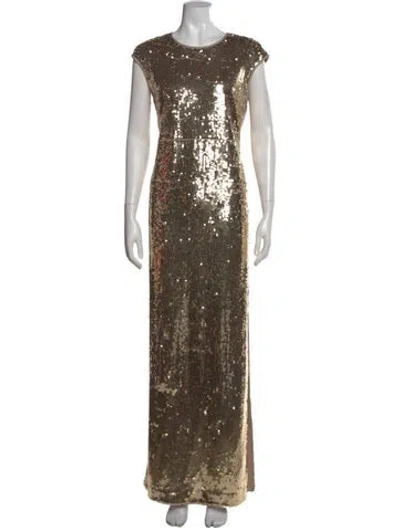 Pre-owned St John Sequin Long Dress In Brown